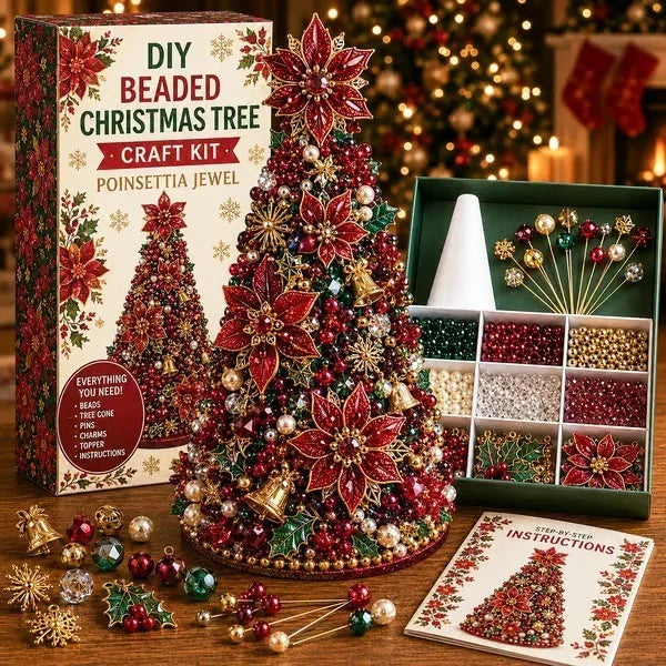 DIY Beaded Christmas Tree Craft Kit Sparkling Holiday Ornament Making Set for Kids Adults Festive Home Decor