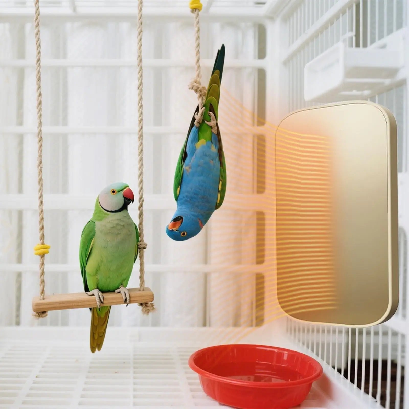 Auto Thermostat Heated Bird Perch Safe Warmer Stand with Anti Bite Design for Parakeets Conure Parrots Nighttime Winter Supplies