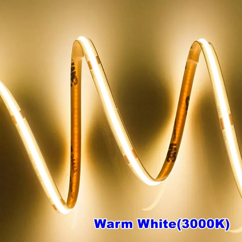 DC 12V 24V COB Strip 320Leds/480LedsM High Density RA90/RA95 Pink Yellow Ice Blue Red Green Flexible Ribbon Rope FOB LED Light