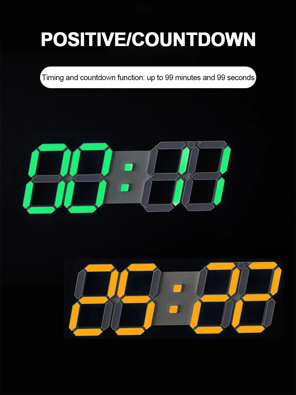 3D LED Digital Alarm Clock USB Charging Luminous Multifunctional Electronic Wall Clock Home Decorative Gift