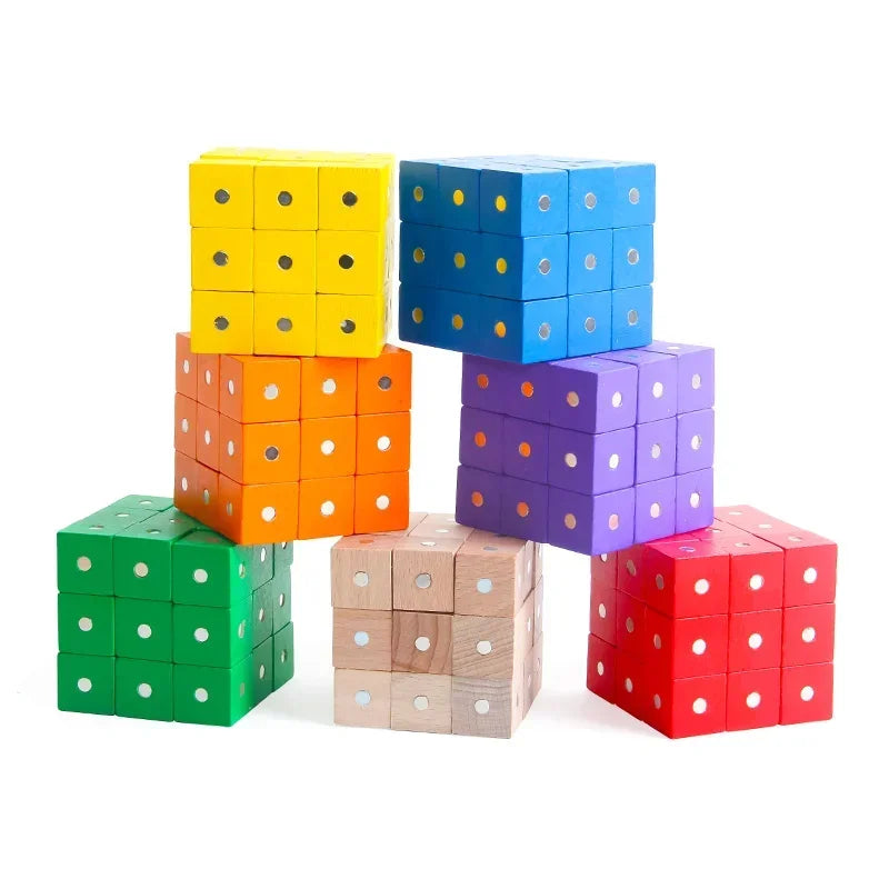 2*2*2cm Square Cube Rainbow Blocks Building Assembling Blocks Wooden Toys for Gift