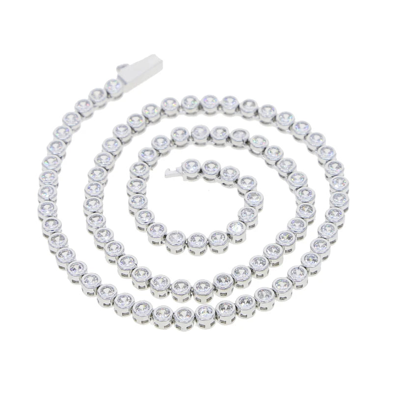 2023 Geometric Round Bezel Setted 5A Cubic Zirconia CZ Tennis Chain Necklace Choker Wedding Gift Women Jewelry