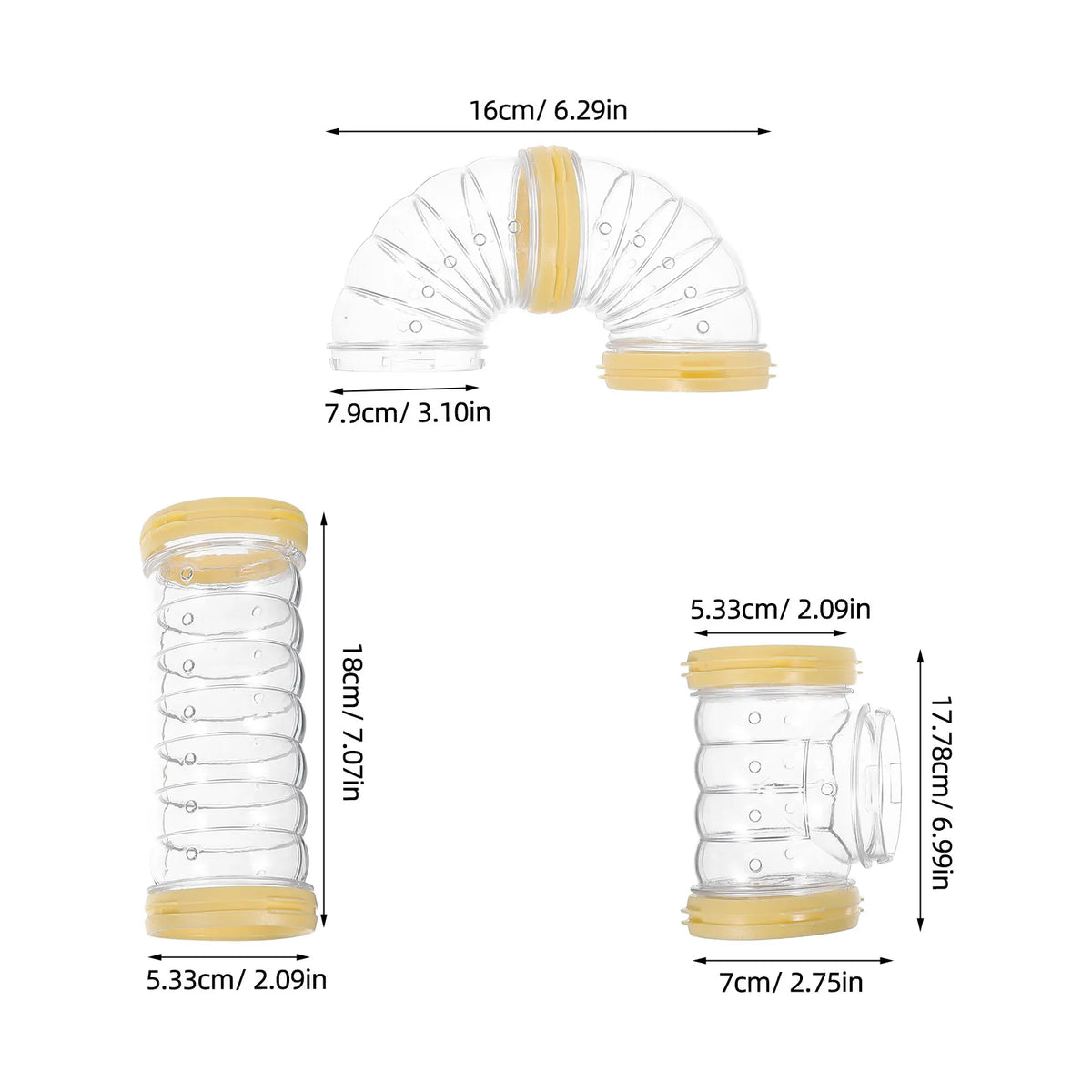 Hamster Cage Tunnel Tubes Set Clear Plastic Pipes Small Animal Tunnel Toy Ferret Climbing Tube Connector Accessories for Mice