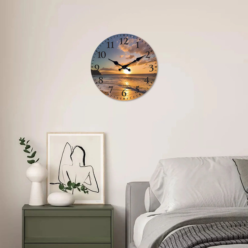 [10-14inch] 1 Wooden Patterned Wall Clock, Silent Running Timekeeping Clock, Suitable for Living Room, Bedroom, Kitchen, Hallway, Outdoor, Office Decoration | Suitable as a Gift for Friends, Valentine's Day, Easter, and Mothe