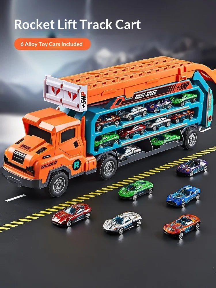 Large Size Inertia Sliding Engineering Vehicle Toy 3D Lifting Track Automobile Playset Perfect Birthday and Festival Gift