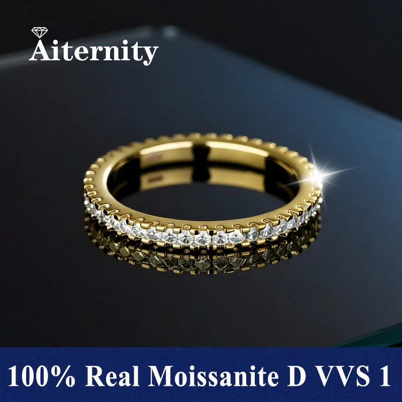 100% Pass Diamond Tester Pen Moissanite Female Single Tail Ring Matching Wedding Diamond Band for Women 925 Sterling Silver Ring
