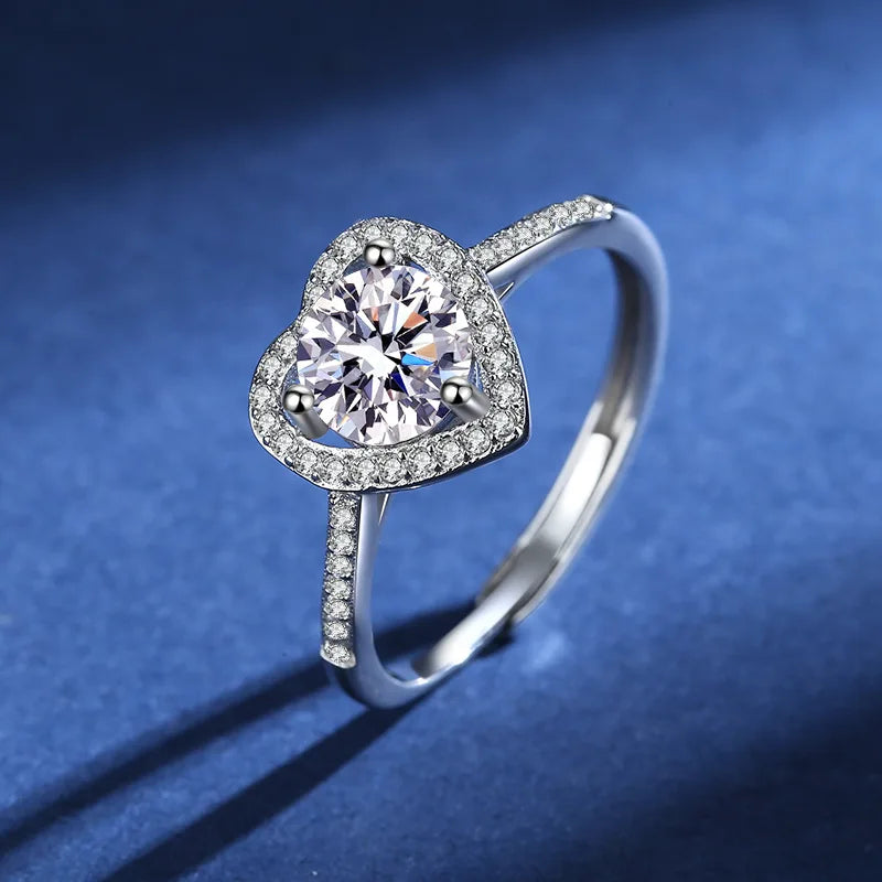 100% Real Moissanite Ring D VVS1 Pass Diamond Test Pen Adjustable Size S925 Sliver GRA Certificate Wedding Rings for Women 02
