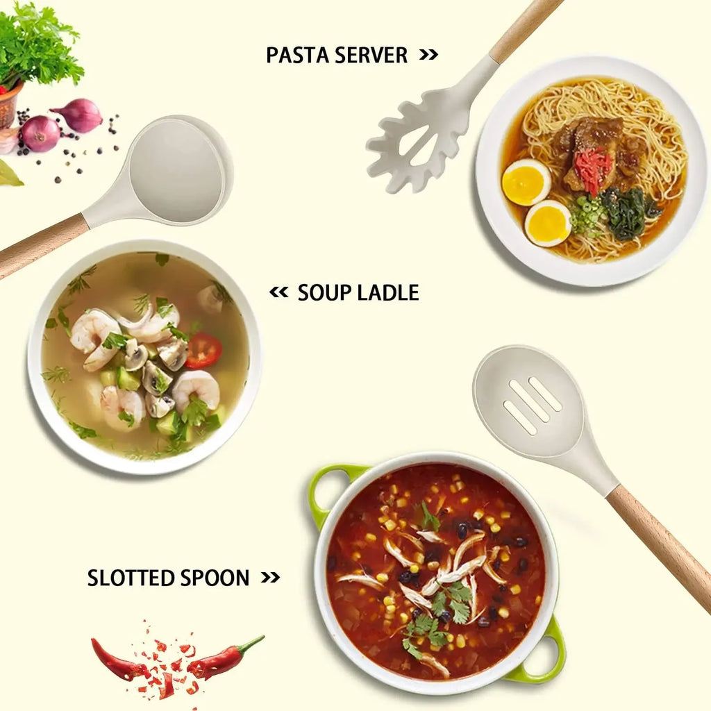 36pcs silicone utensil cooking set with holder