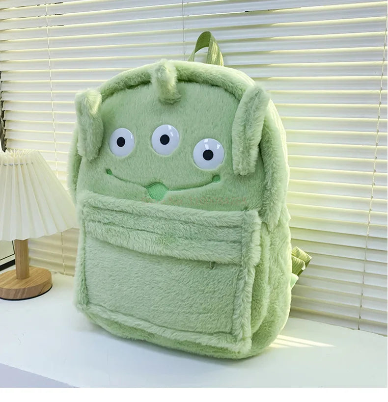 New Lotso Alien Cartoon Funny Plush Backpack Students Large Capacity Bag Girls Casual Soft Stuffed Schoolbag Lightening Bag