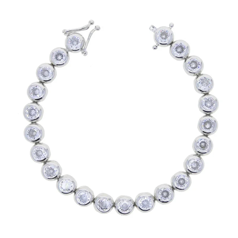 Geometric Round Beaded CZ Jewelry 5A Cubic Zirconia Tennis Necklace 2024 New Bracelet Necklace Set