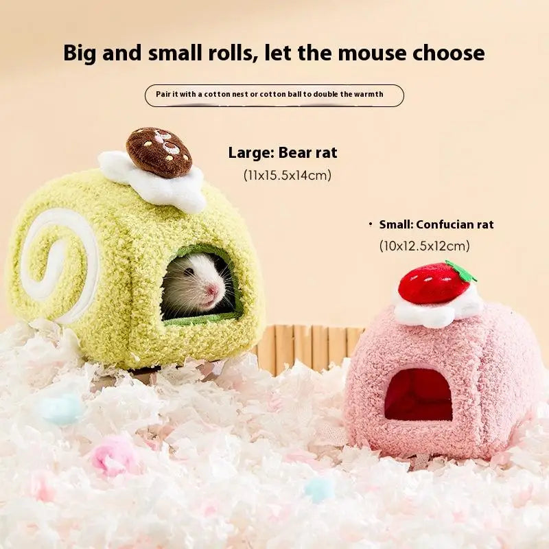 Cute Desserts Cake Plush Hamster House Small Animal Cage Landscaping Supplies Mouse House Small Pet Nest Pet Toy Hiding House