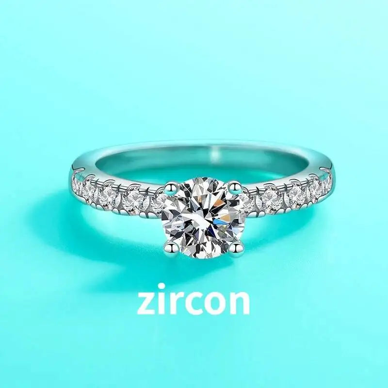 1.0 Carat Simple Design Moissanite Ring with 4 Claw S925 Sterling Silver Women's Engagement Band Fashion Fine Jewelry Gift