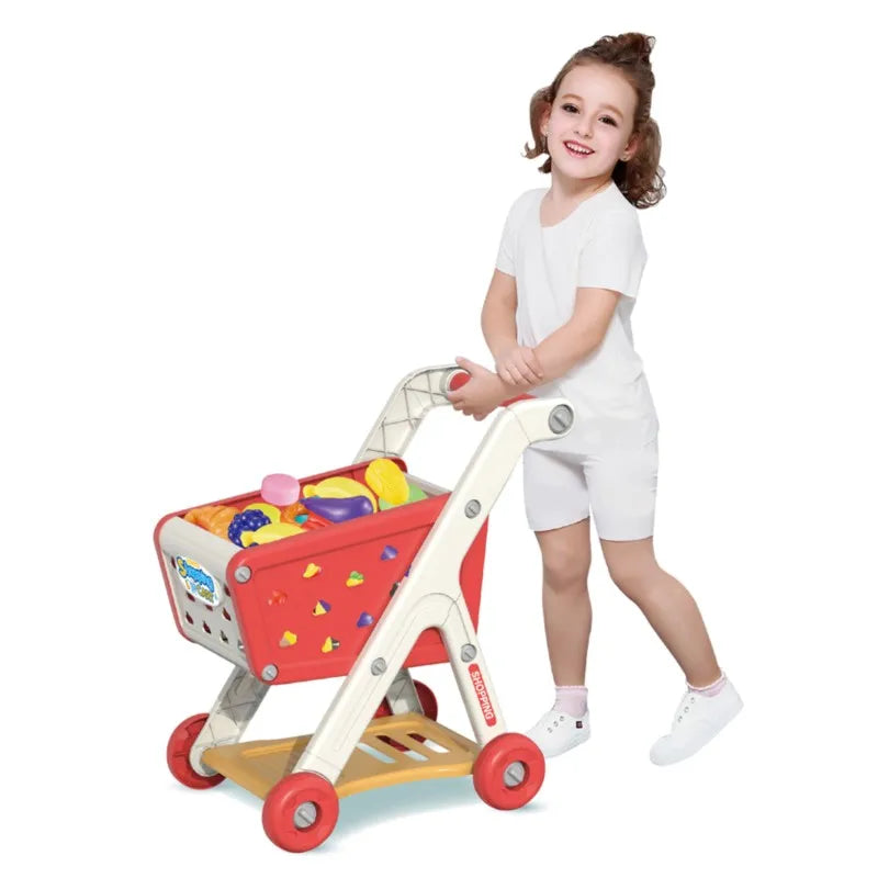 Shopping Cart Toy baby Small Trolley Children Play House Fruit Cut Music Kitchen Supermarket Men and Girls Early Education Toys