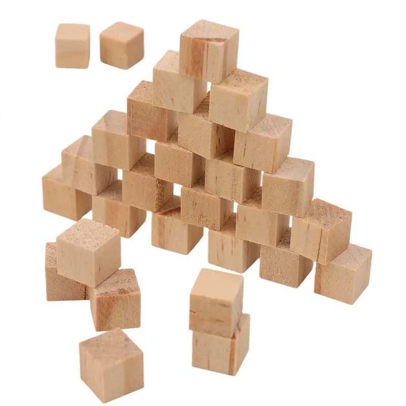 Square Small Wooden Block Model, Solid Wood DIY Handmade Wooden Block Assembly, Children's Baby Puzzle Toy Decor Handcraft Arts
