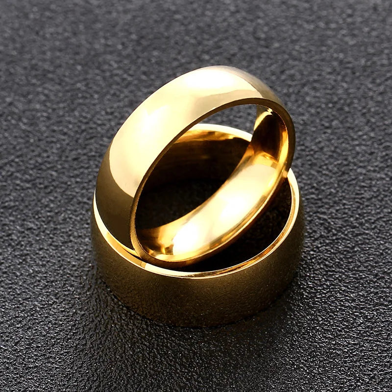 High quality titanium steel plated 18K gold ring couple ring Europe and the United States men and women 2mm4mm6mm8mm simple ring
