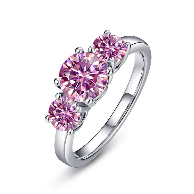 JoyceJelly S925 Sterling Silver Colors Moissanite Ring 2CT 4CT Total Full Moissanite Diamond Jewelry For Wedding Engagement Gift