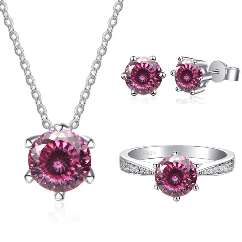 JoyceJelly Moissanite Jewelry Set With 1CT D Color VVS 3EX moissanite stone pass diamond test Wedding Luxury Fine Jewelry gift
