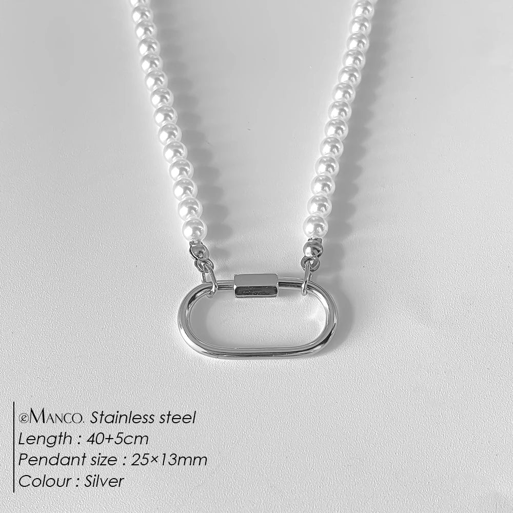 EManco Button Pendant Stainless Steel Women's Necklace 14K PVD Gold-plated Fashionable Waterproof Jewelry