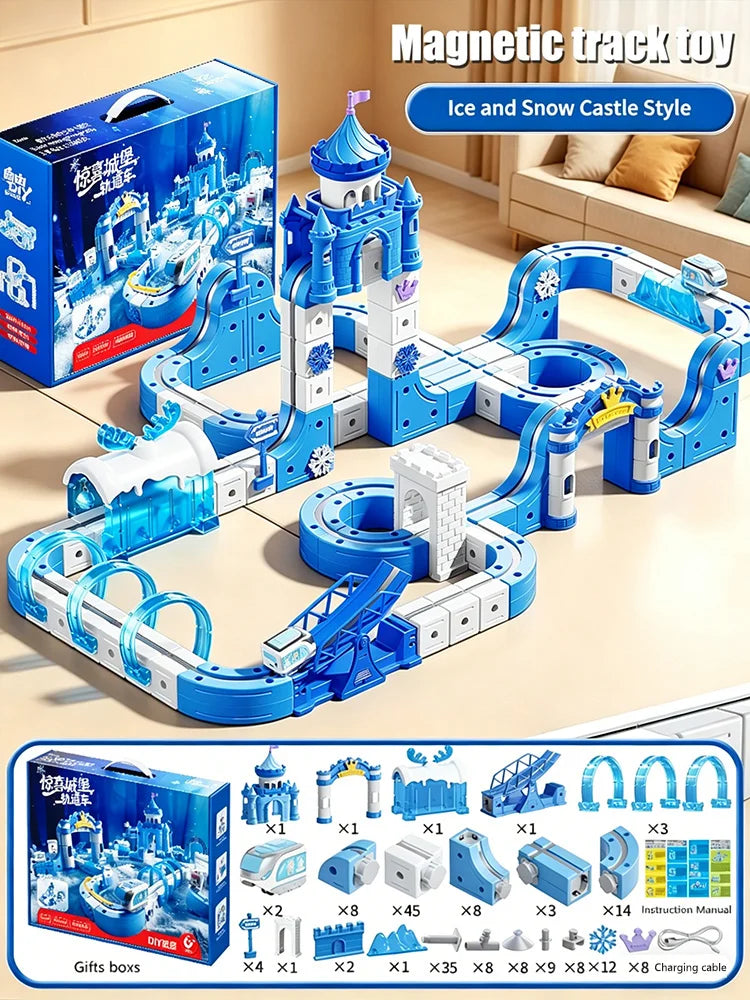 Kids Magnetic Track Car Toy Children Electric Anti-gravity Train Railway Model Magic Race Cars Toys for Boys 3 Years Birthday