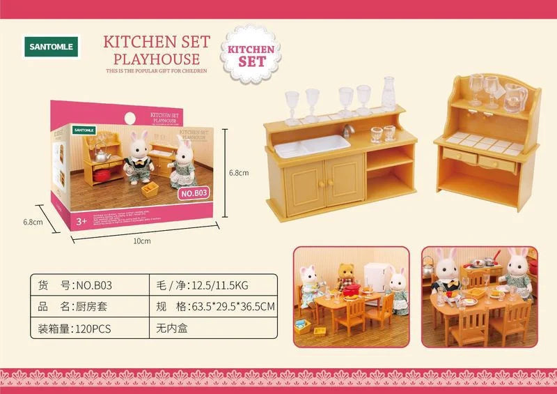 1:12 Forest Family Dollhouse Furniture Montessori Miniature Doll House Kitchen Bedroom Bathroom Accessories For Girl Gifts