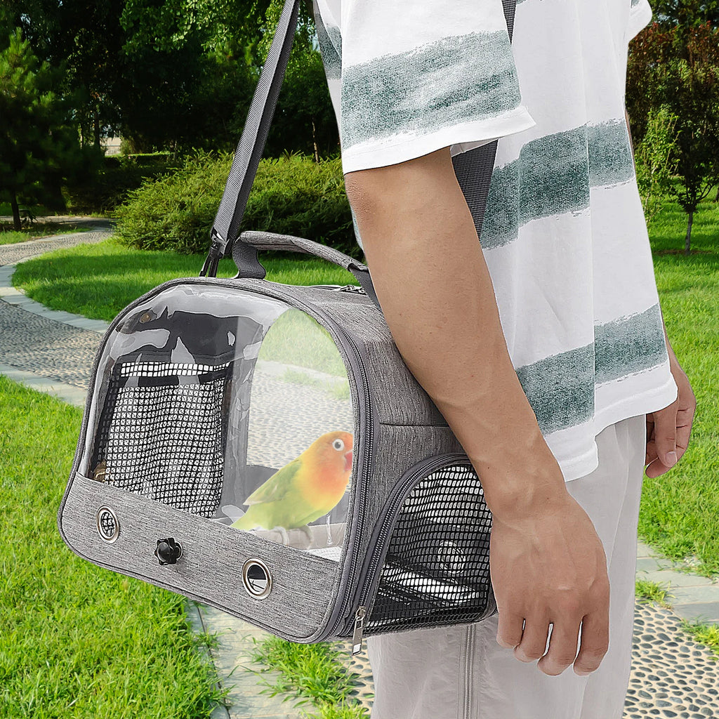 Portable Bird Cage Parrot Carrier with Tray Travel Clear Window Bird Pet Backpack for Parakeet Lovebird Cockatiel Travel Bag