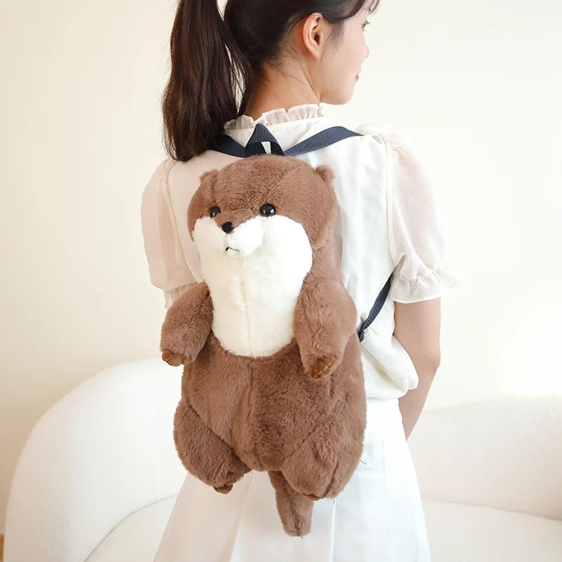 50cm Sea Otter Plush Backpack Cartoon Cute  Plush Toy Soft Stuffed Animal Shoulder Bag for Kids Girls Birthday Gifts