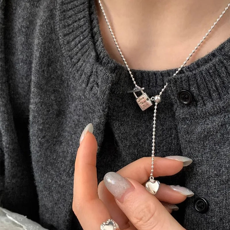 925 Sterling Silver Necklace Black Beads Square Irregular Punk Geometric for Women Girl Jewelry Gift Dropshipping Wholesale