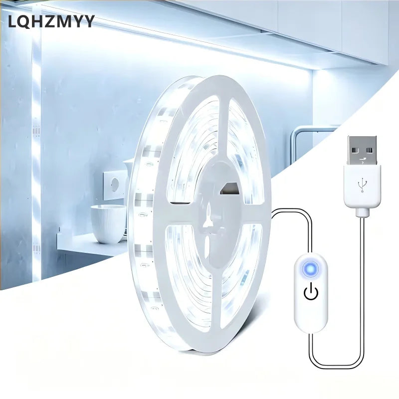 1 Led Light Strip with Touch Control Dimming, Low Voltage 5V, USB Powered, Touch Switch, Long Press to Adjust Light Brightness, Can Be Cut to Different Lengths, 3000K Warm White/6000K Pure White Led Strip, Suitable for