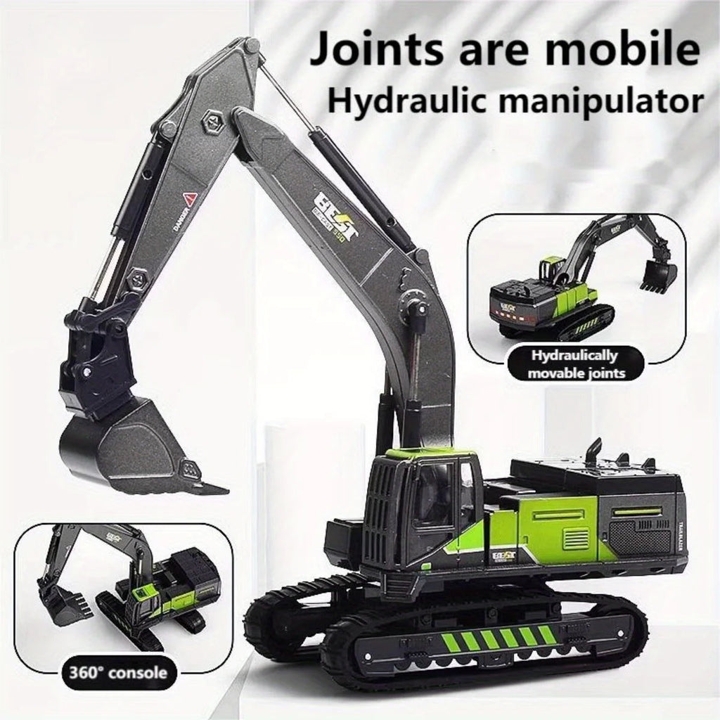 1/50 Diecast Alloy Inertia Engineering Vehicle Model Excavator Crane Forklift Road Roller Collectible Toy Gifts For Boys Kids
