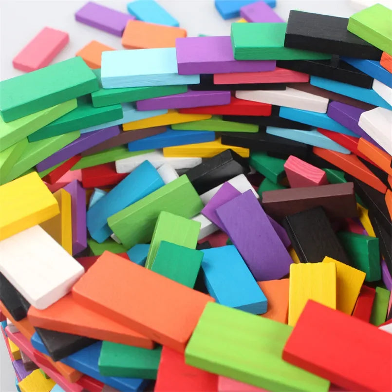 120/240Pcs Children Color Sort Rainbow Wooden Domino Building Blocks Kits Early Bright Dominoes Games Educational Toys Gifts
