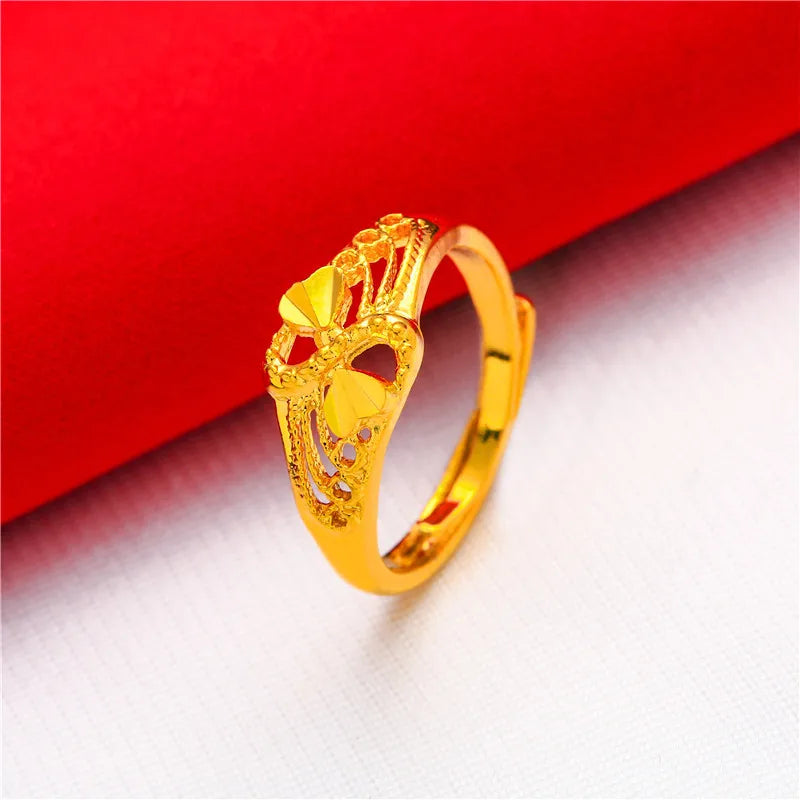 ANIID Dubai Gold Color Ring For Women Resizable Brazilian Wedding Bride Arabic Ethiopian Finger Ring Nigerian Jewellery Moroccan