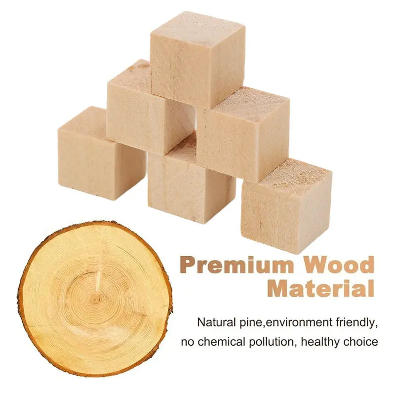 Square Small Wooden Block Model, Solid Wood DIY Handmade Wooden Block Assembly, Children's Baby Puzzle Toy Decor Handcraft Arts