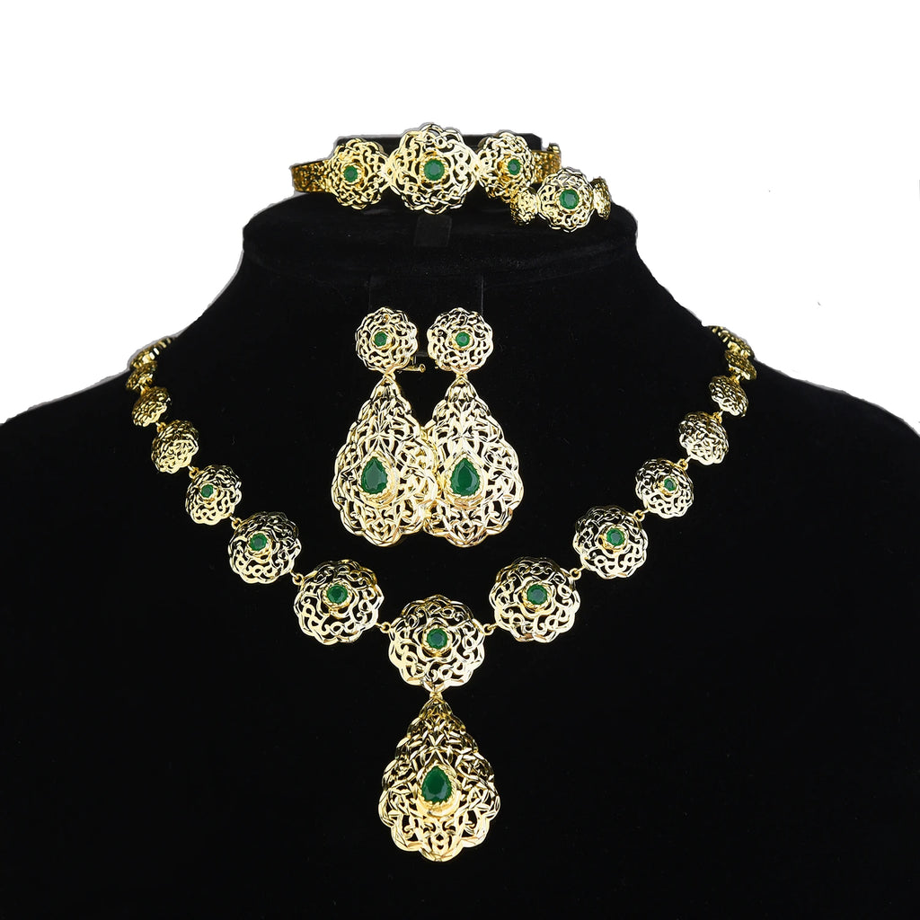 LUIZADA 2025 July Hot Selling Fashionable Copper Jewelry Set:Necklace, Earrings, Rings & Bangles For Women's  Wedding & Party