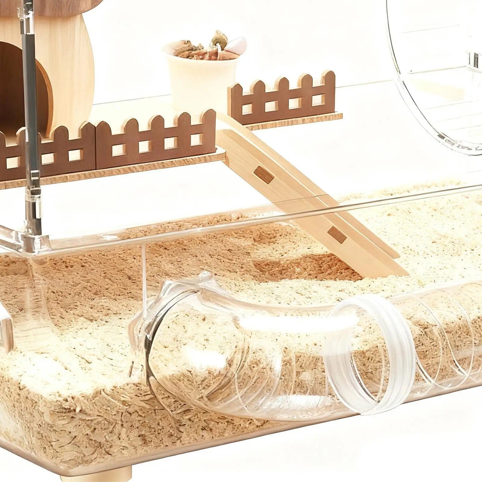 Easy Clean Transparent Double Layer Hamster Cage Large Luxury Villa Exercise Wheel Tank Habitat Spacious House For Small Rodents
