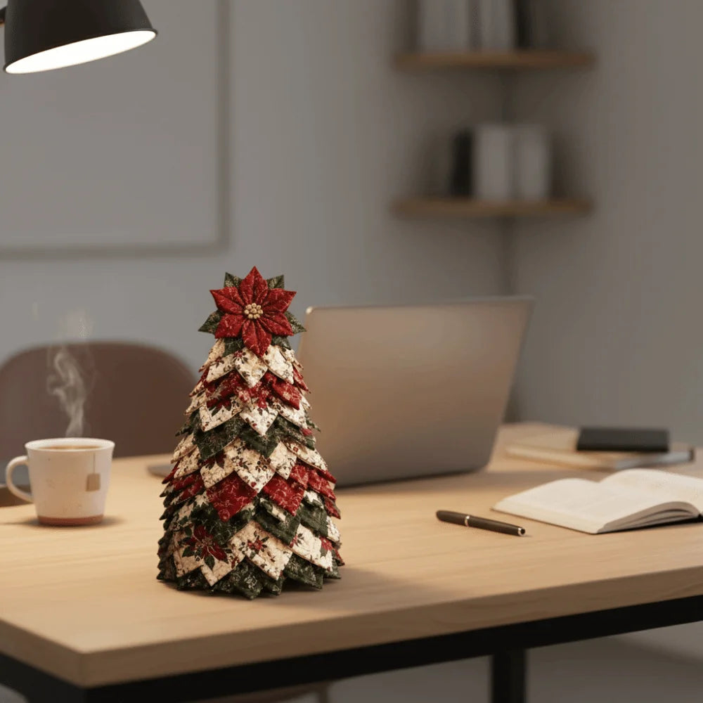 Vintage Quilted American-style Christmas Tree Kit 3D Layered Fabric Patchwork Christmas Tree Kit Santa Claus Snowman