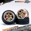 Kicarmod 1/64 Model Car ABS Wheels with Rubber Tire Brake Disc Metal Rims Diameter 10mm Refitting Parts For Model Car