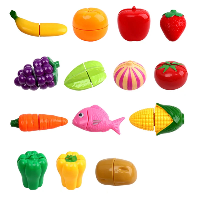 Children Kitchen Pretend Play Set Simulation Cutting Fruit Vegetable Food Cooking Miniature Thing Interactive Girl Kid Gift Toy