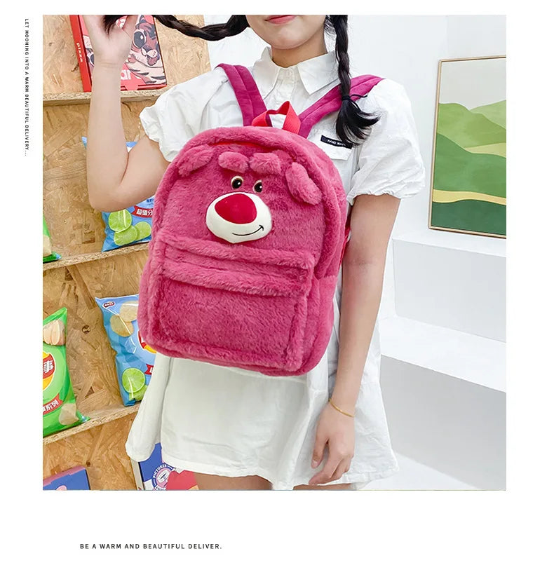 New Lotso Alien Cartoon Funny Plush Backpack Students Large Capacity Bag Girls Casual Soft Stuffed Schoolbag Lightening Bag