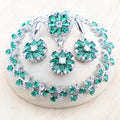 Bridal Jewelry Sets Silver 925  Flower Colorful Zircon Bracelets Earrings Rings Pendant Wedding Necklace Set Jewelry For Women