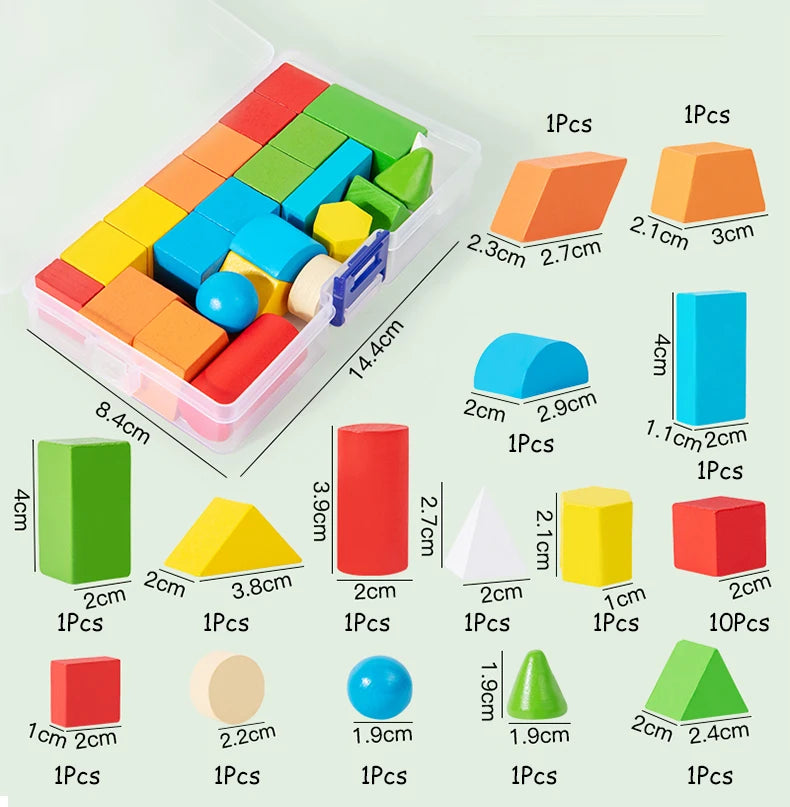 16/24/38Pcs Hot Wooden Building Blocks Set Assembled Building Blocks Baby Shape Color Early Educational Toys Gifts for Children