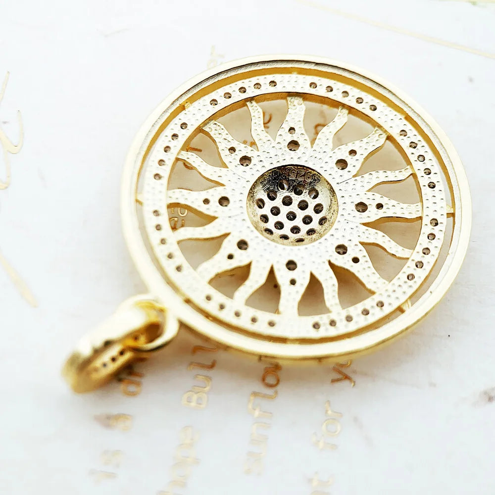 Pendant Sun Star CZ Pave Summer Winter New 925 Sterling Silver Fine Jewelry Europe Style Accessories Gift For Men Woman