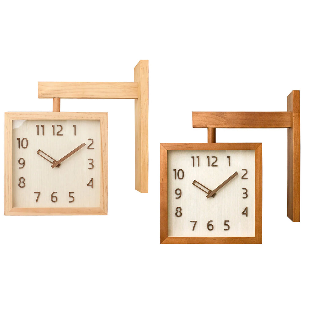 Corner Clock Double Sided Corner Clock  Decorative Silent Wooden Simple Battery Powered for Home  for Living Room