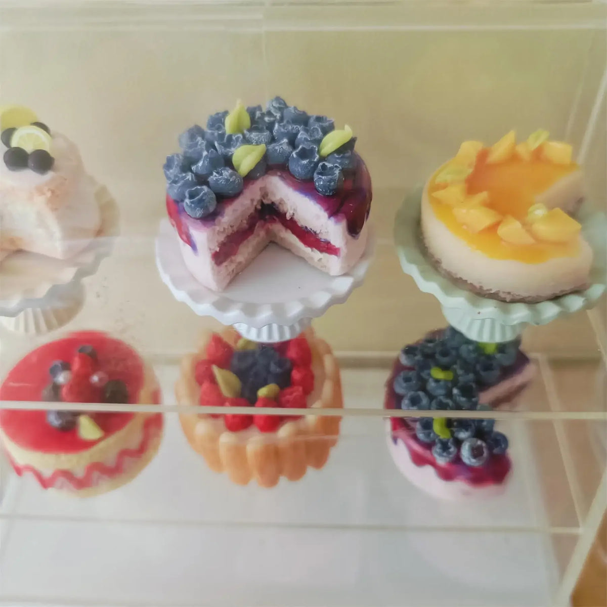 Mini 1/6 Scale Fruit Cake Dollhouse Accessory Eco-Friendly Clay Halloween Christmas Birthday Gift for Collectors