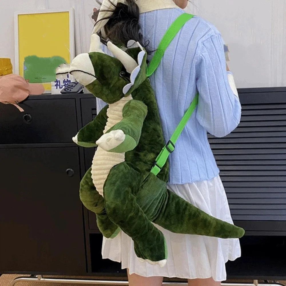 Creative Cartoon Dinosaur Backpack Simulation Dinosaur Large Capacity Plush Dinosaur Doll Adjustable Straps 40cm