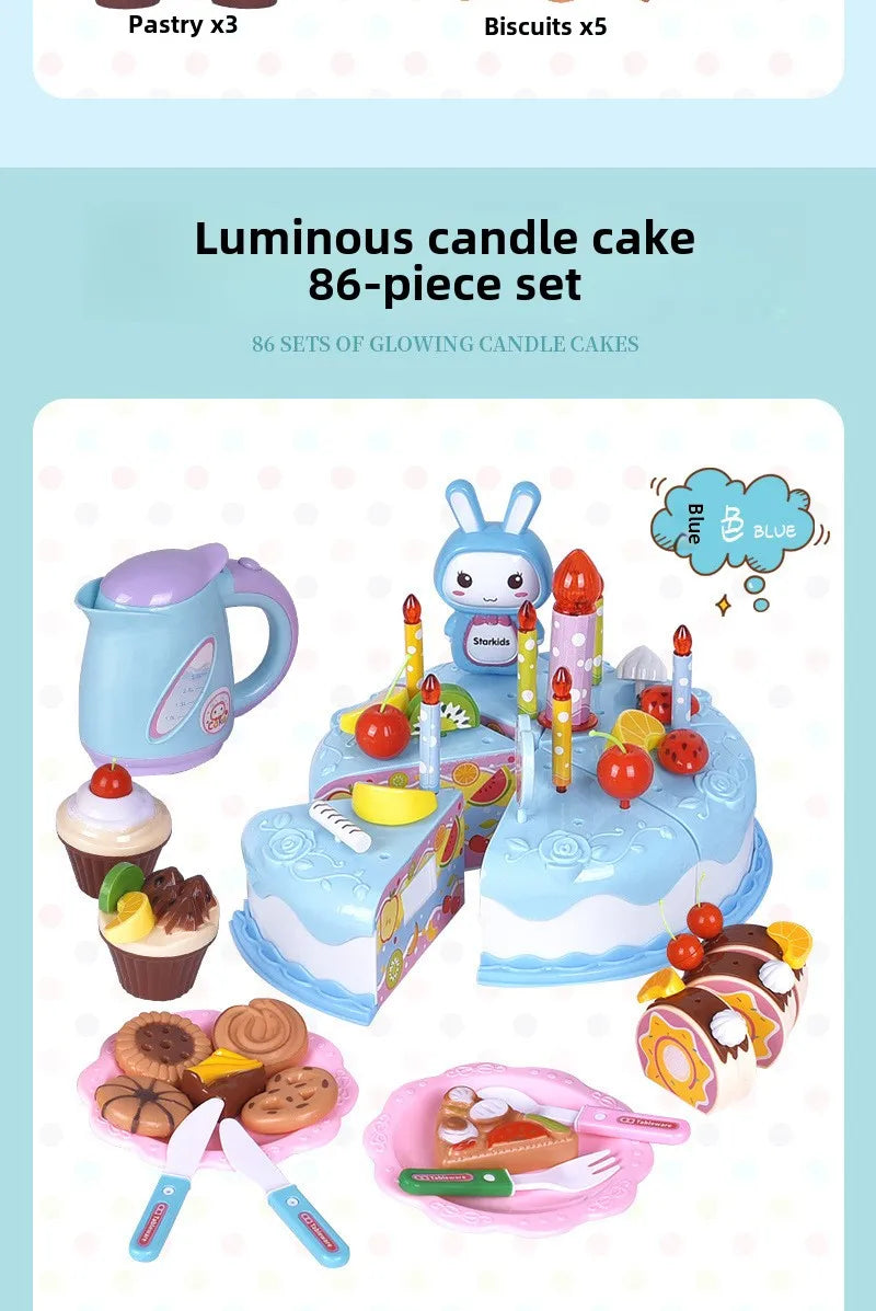 Children Pretend Cake Goodies Play Simulated Kitchen Toys Plastic Cutting Food Kids Toy Object Cognition Boys Girl Birthday Gift
