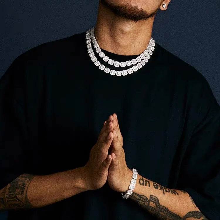13/14/20MM HipHop Iced Out Chain Cuban Link Chain Necklace For Men Gold Silver Color Rhinestone Pave Men's Birthday Jewelry Gift