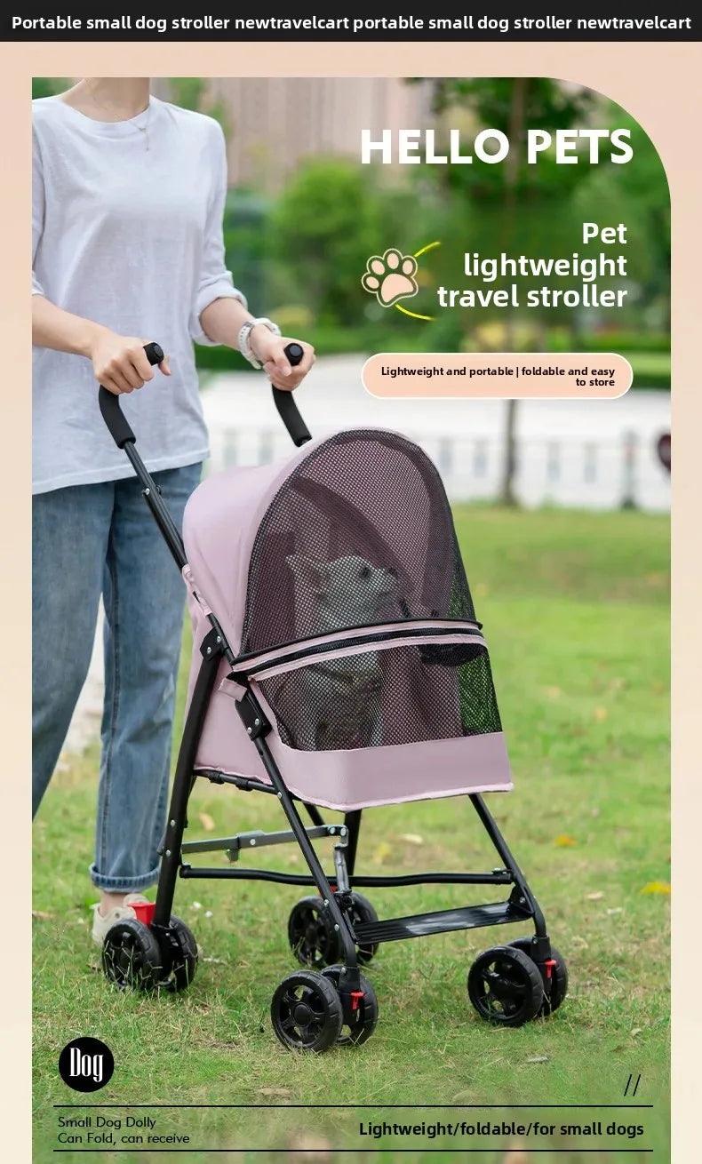 Foldable Pet Stroller for Small Dogs Cats Lightweight Travel Pushchair Breathable Carrier  Teddy Puppies Outdoor Walks Shopping