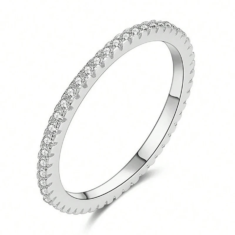 925 Sterling Silver Gorgeous Shiny 2 Carat Round Zircon Ring for Women Anniversary Daily Outfit Luxury High Quality Fine Jewelry