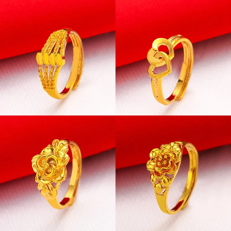 ANIID Dubai Gold Color Ring For Women Resizable Brazilian Wedding Bride Arabic Ethiopian Finger Ring Nigerian Jewellery Moroccan