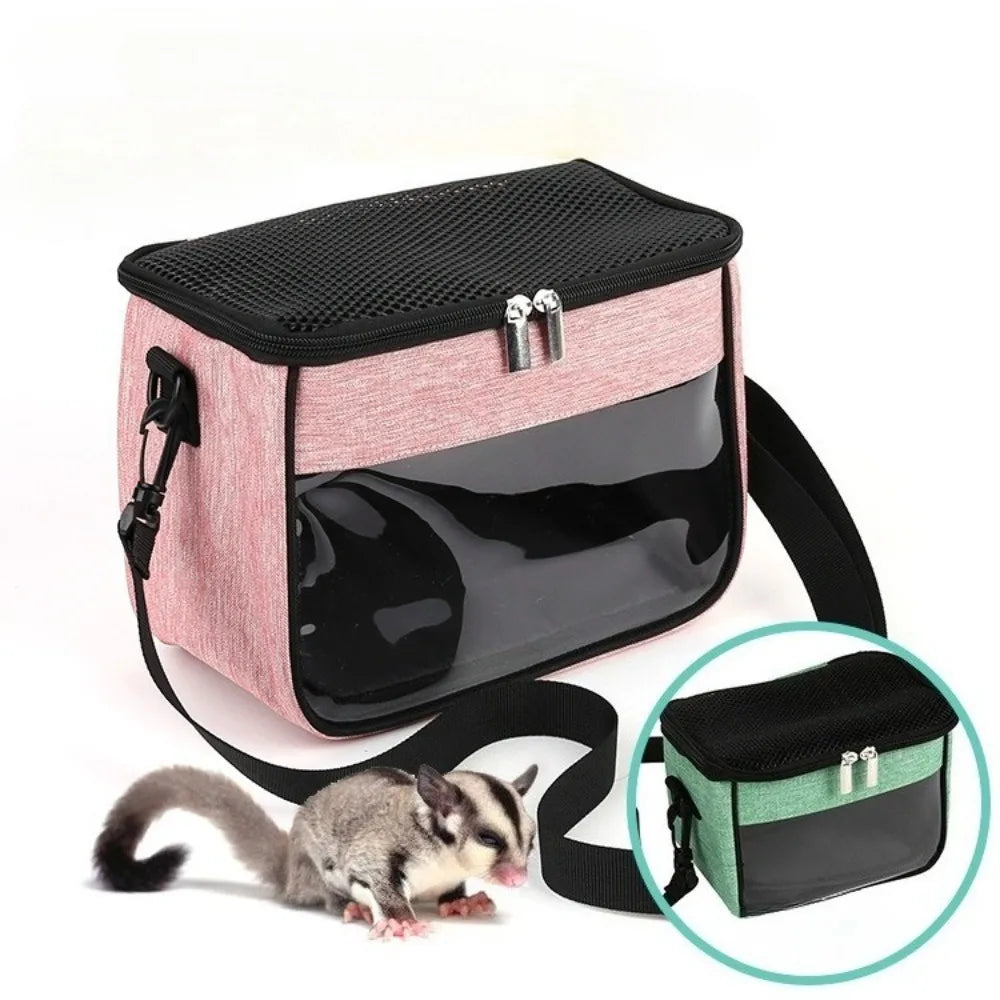 Hamster Pet Bag Mole Guinea Pig Rabbit Hedgehog Breathable Pet Bag Transparent Window Small Pet Carrier Bag Pet Travel Tote Bag